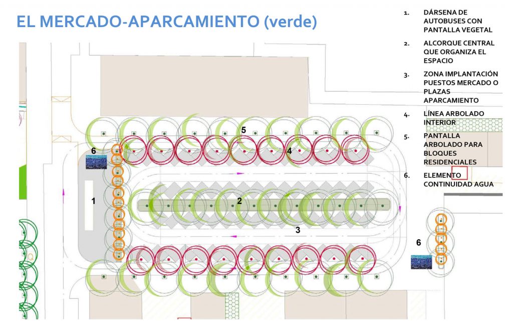 Plano del espacio para aparcamiento y otros usos previsto al este de la calle Trespaderne