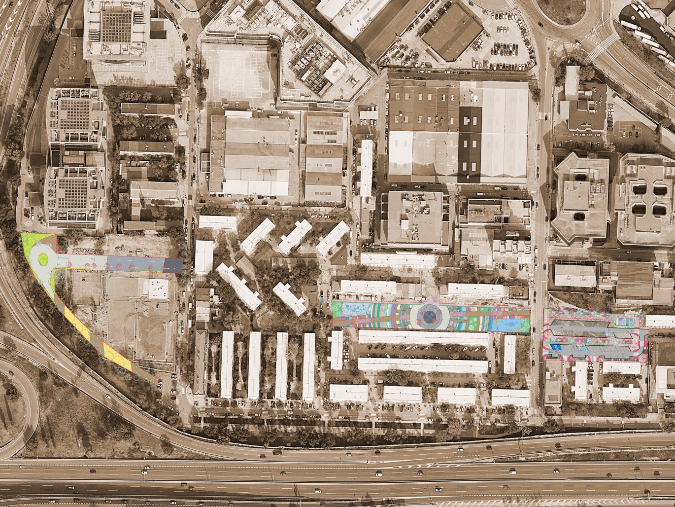 Imagen aérea del barrio y las nuevas zonas incluidas en el proyecto
